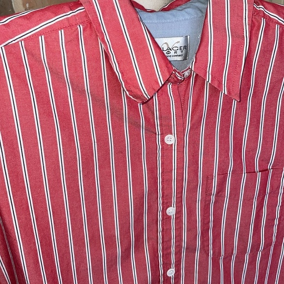 Vintage Villager Sport Tailored Button Down Red Oxford Stripe Preppy Retro Sz M - Picture 3 of 9